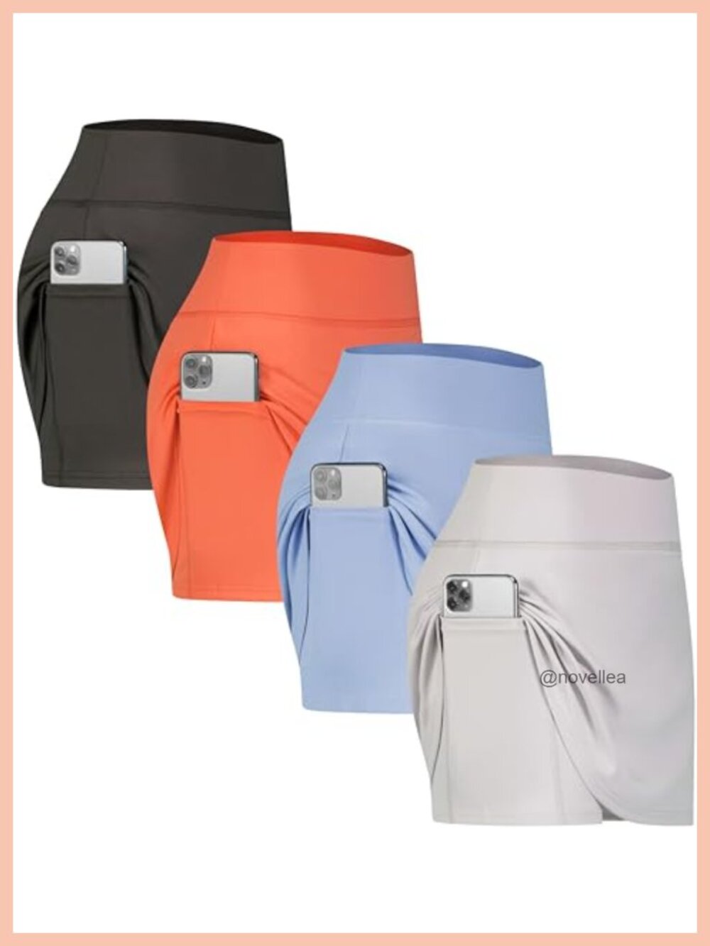 4 Pack High Waisted Skorts with Pockets Tennis Golf Athletic Skirts